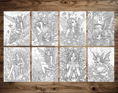 60 Dark Fairies 2 Coloring Pages - Instant Download - Printable PDF – preview 8