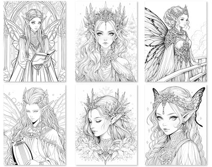 60 Fairy Queen Coloring Pages - Instant Download - Printable PDF – preview 5