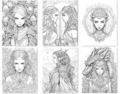 60 Fairy Queen Coloring Pages - Instant Download - Printable PDF – preview 9
