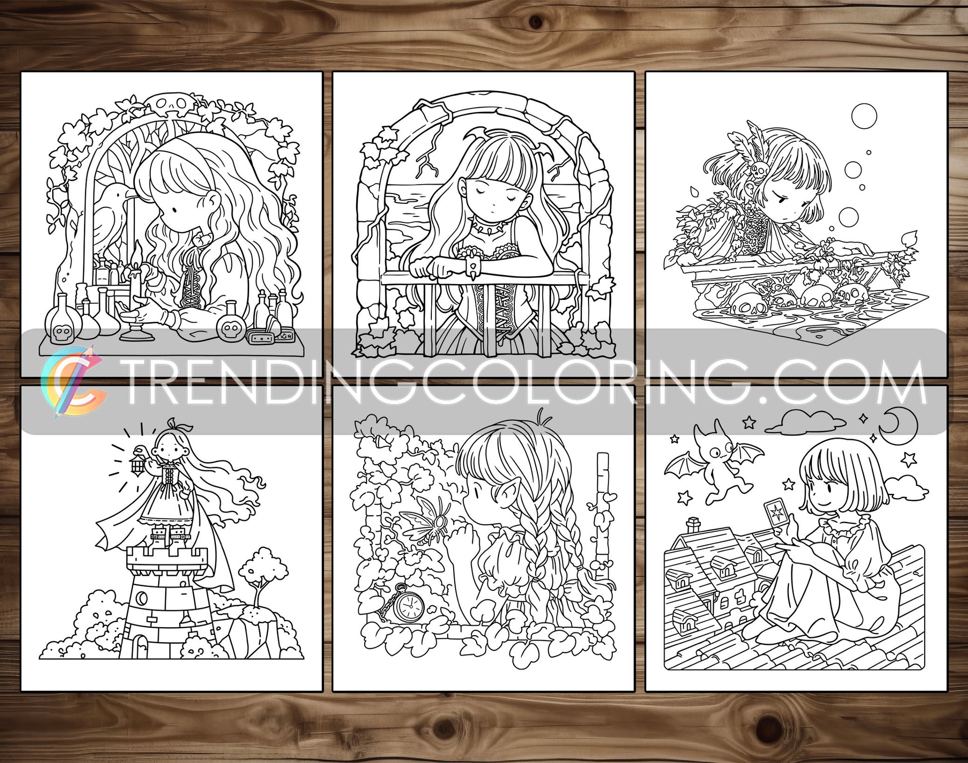 60 Gothic Girl Moments Cute & Spooky Coloring Pages - PDF Download – preview 10