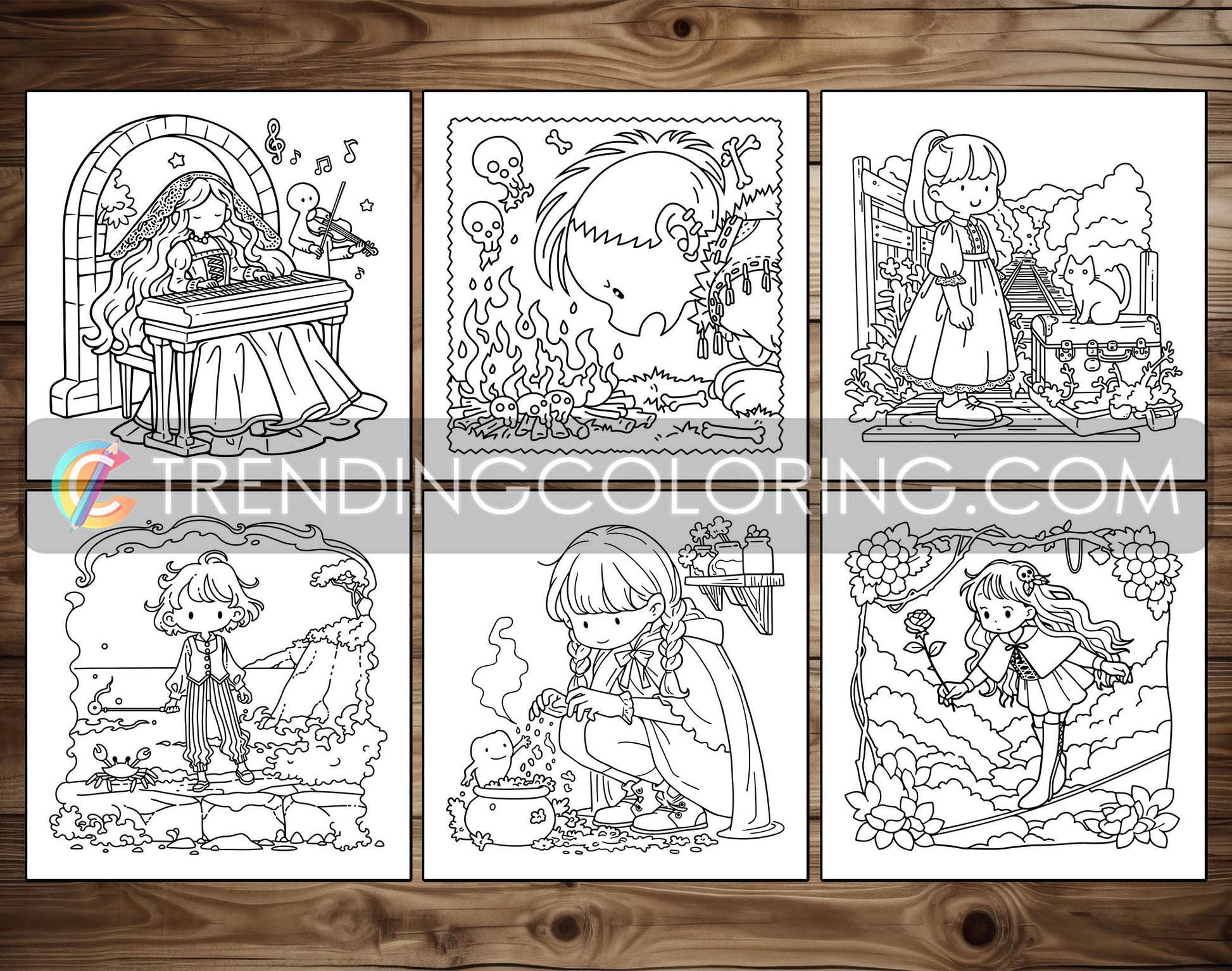 60 Gothic Girl Moments Cute & Spooky Coloring Pages - PDF Download – preview 4