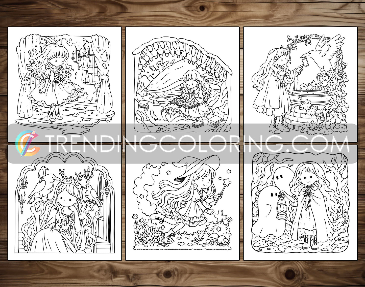 60 Gothic Girl Moments Cute & Spooky Coloring Pages - PDF Download – preview 6