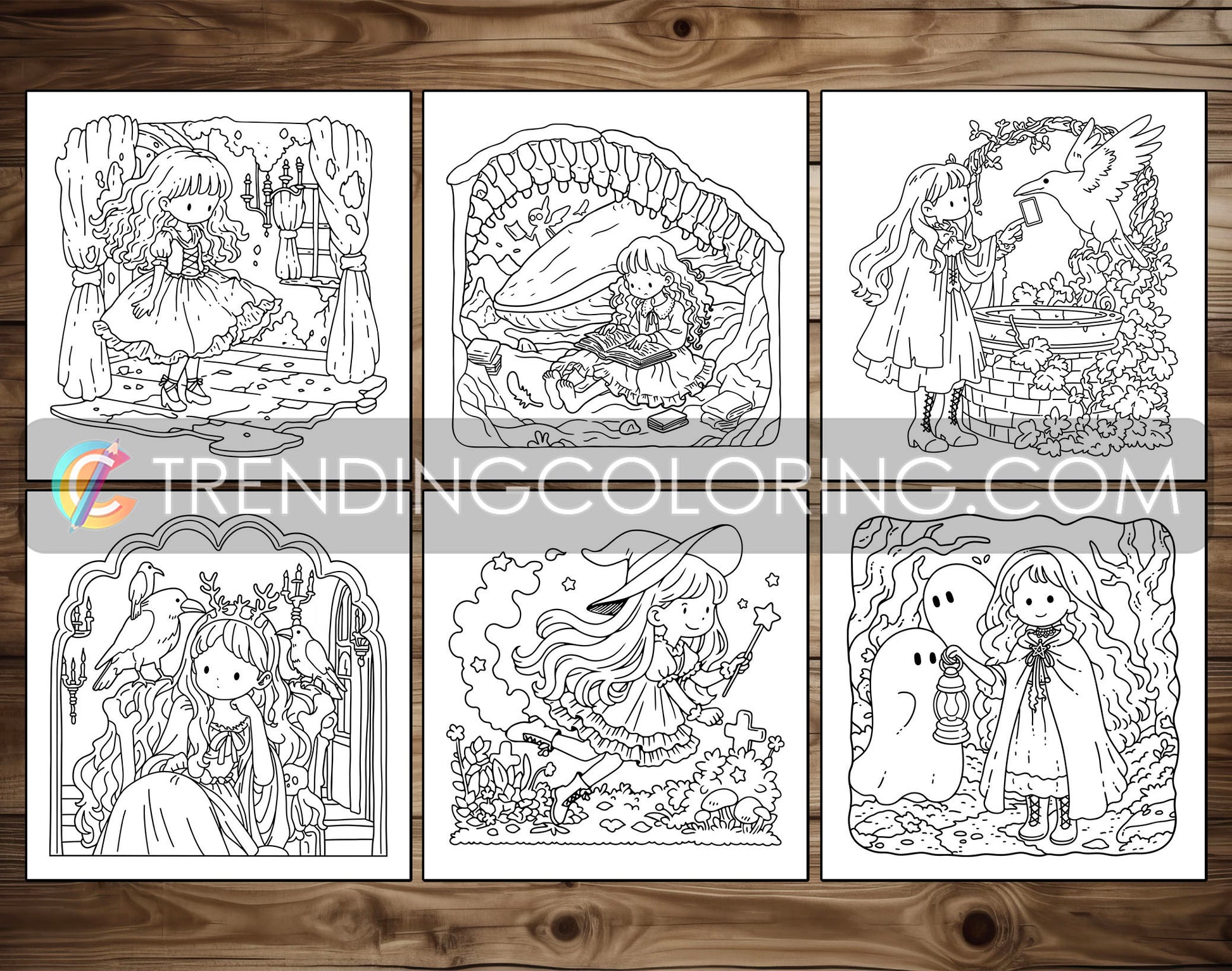 60 Gothic Girl Moments Cute & Spooky Coloring Pages - PDF Download – preview 6