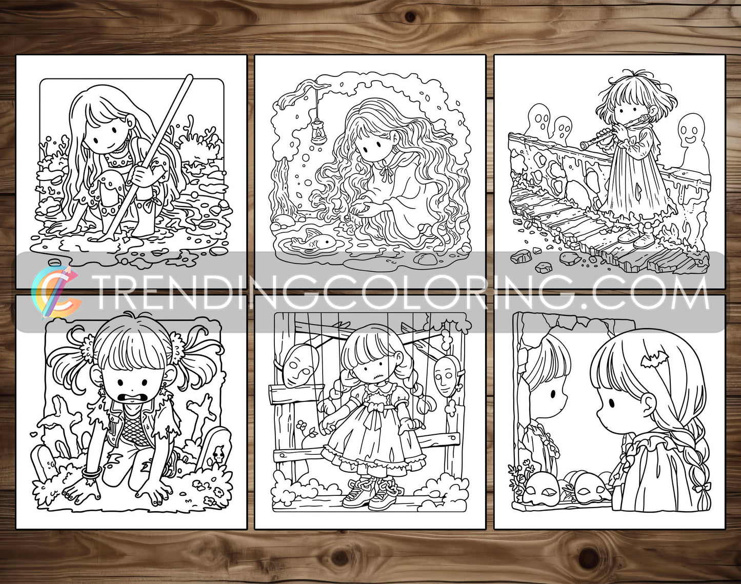 60 Gothic Girl Moments Cute & Spooky Coloring Pages - PDF Download – preview 7