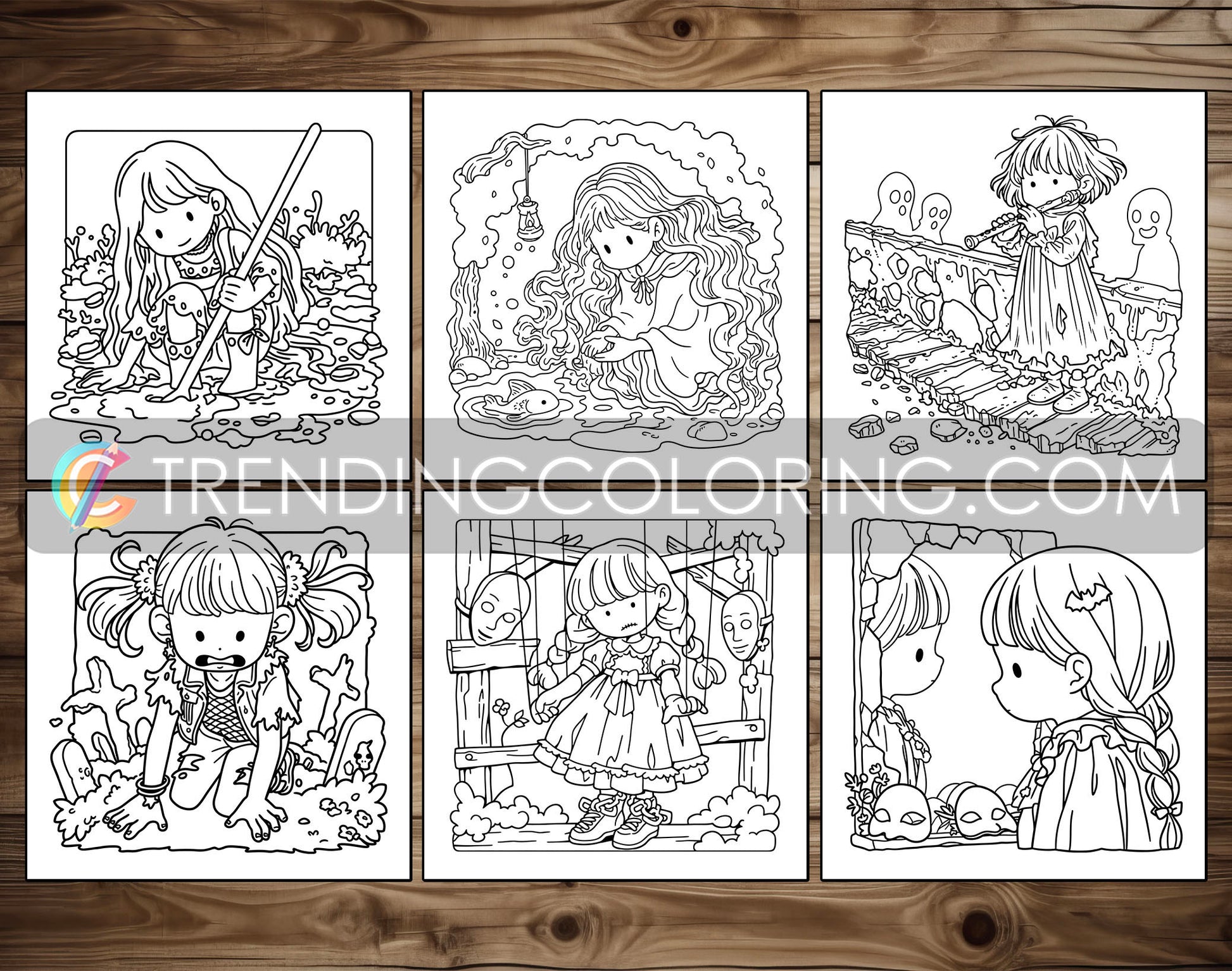 60 Gothic Girl Moments Cute & Spooky Coloring Pages - PDF Download – preview 7