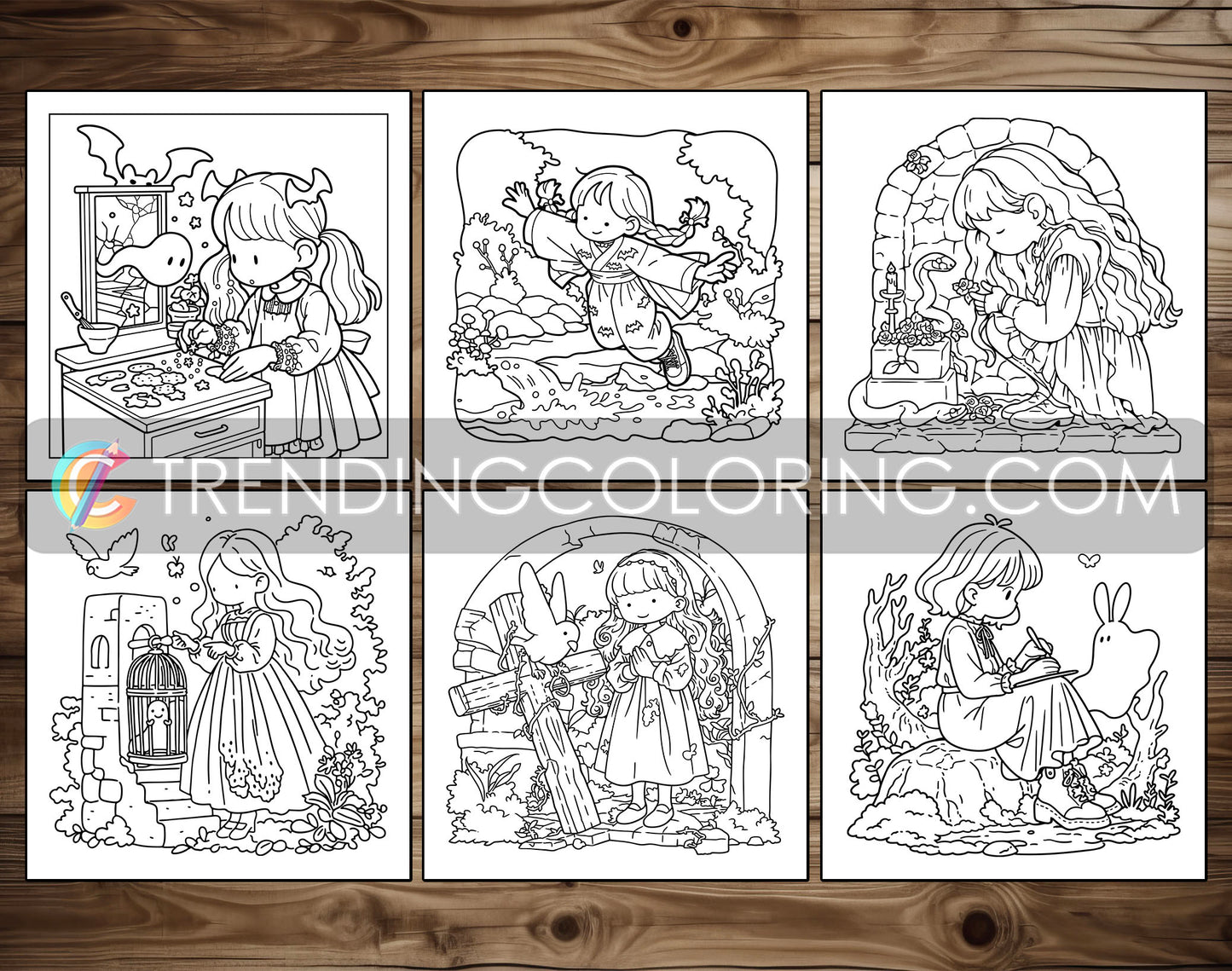 60 Gothic Girl Moments Cute & Spooky Coloring Pages - PDF Download – preview 8