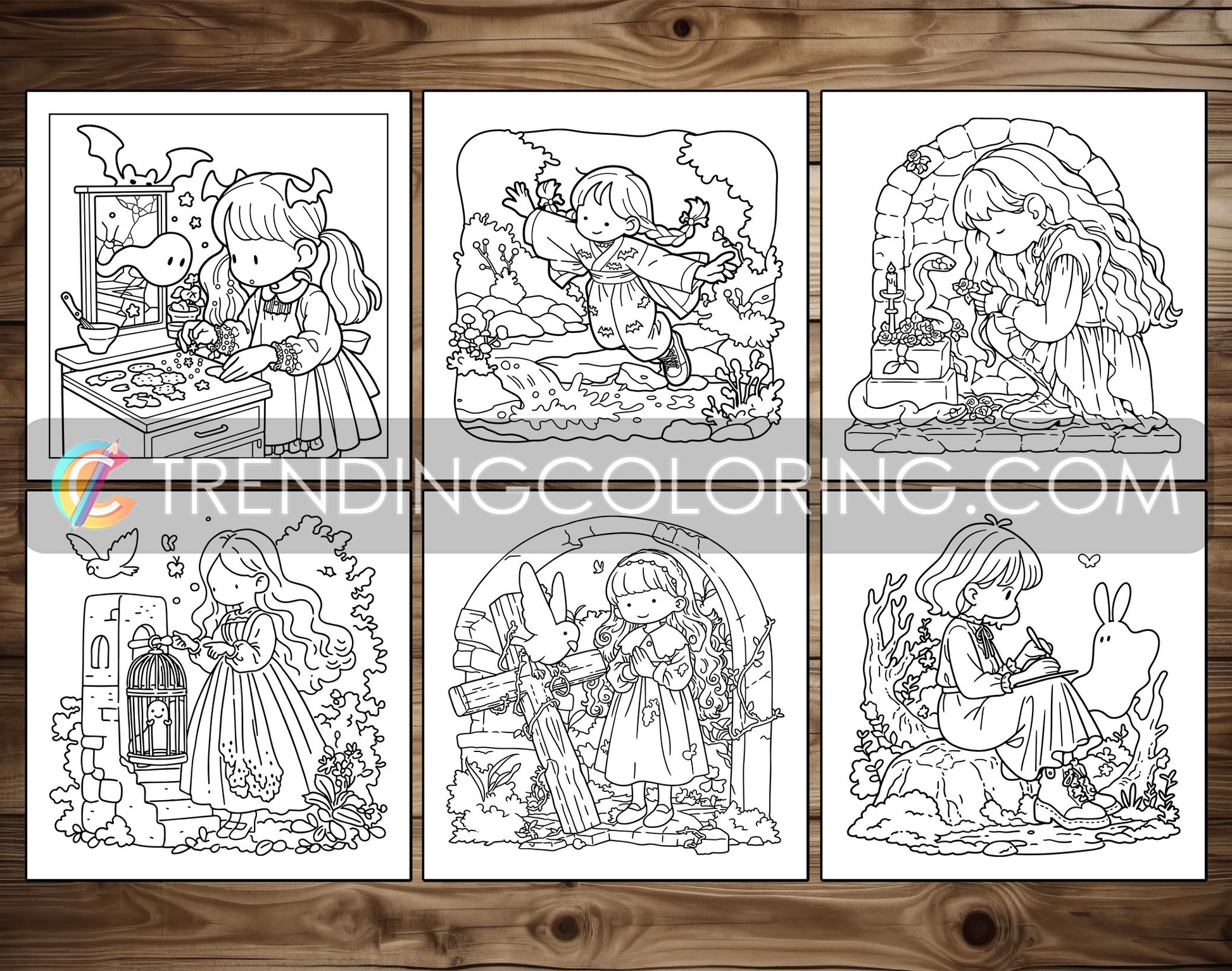 60 Gothic Girl Moments Cute & Spooky Coloring Pages - PDF Download – preview 8