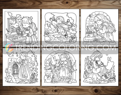 60 Gothic Girl Moments Cute & Spooky Coloring Pages - PDF Download – preview 8