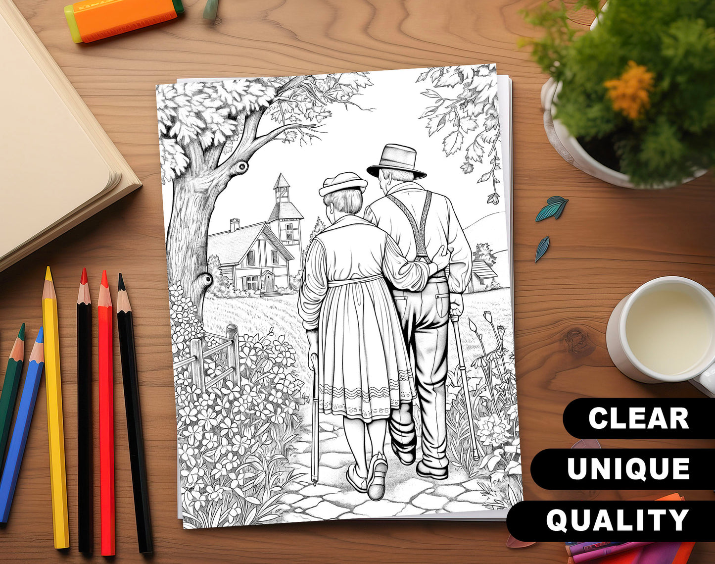 60 Peaceful Moments Coloring Pages for Experienced Adults and Seniors - PDF Download – preview 2