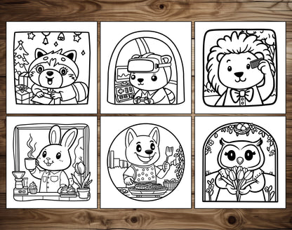 50 Portrait Moments Bold and Easy Coloring Pages - PDF Download – preview 2