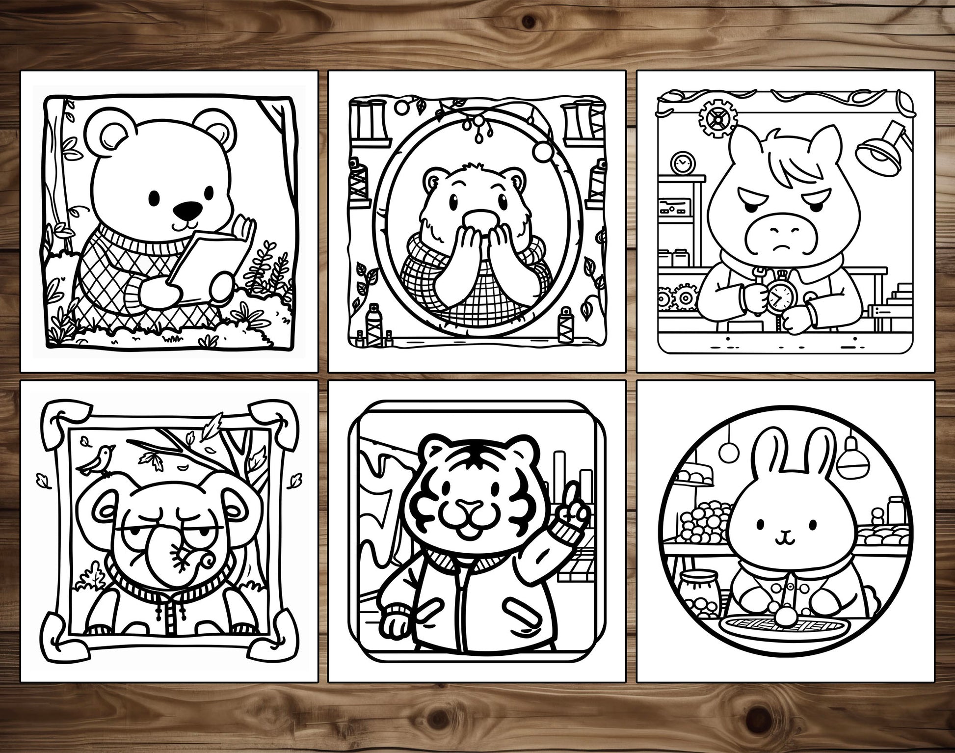 50 Portrait Moments Bold and Easy Coloring Pages - PDF Download – preview 4