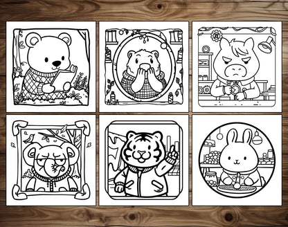 50 Portrait Moments Bold and Easy Coloring Pages - PDF Download – preview 4