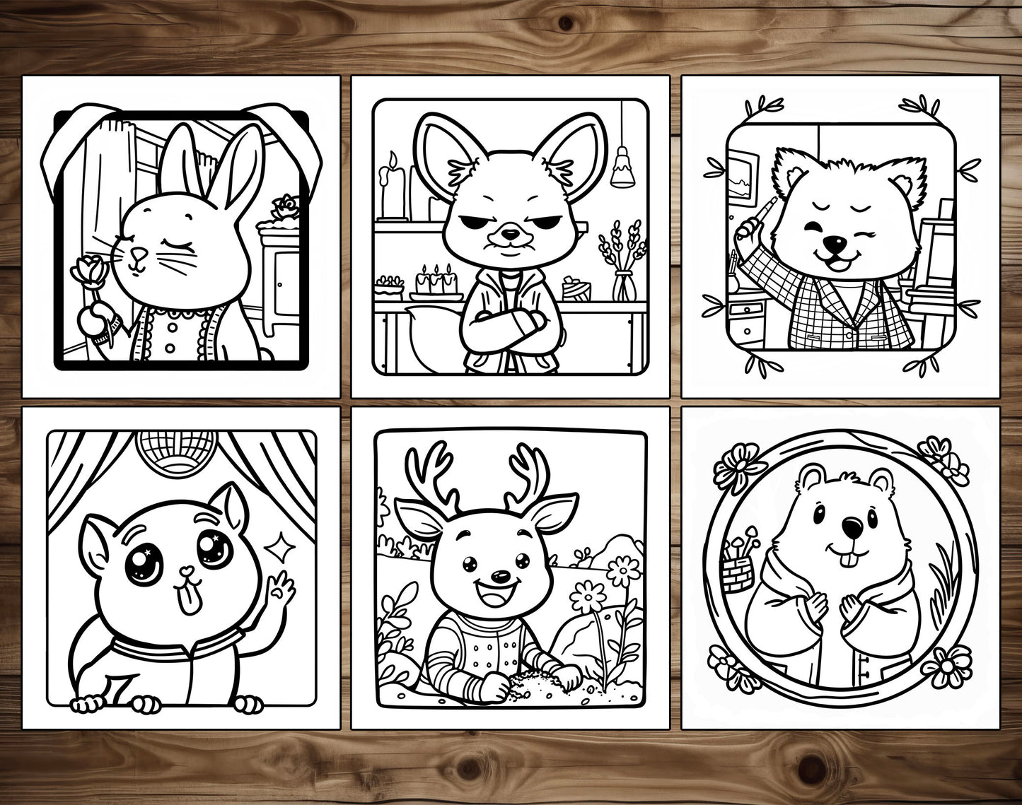 50 Portrait Moments Bold and Easy Coloring Pages - PDF Download – preview 6