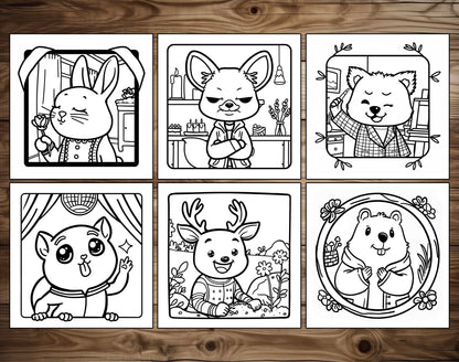 50 Portrait Moments Bold and Easy Coloring Pages - PDF Download – preview 6