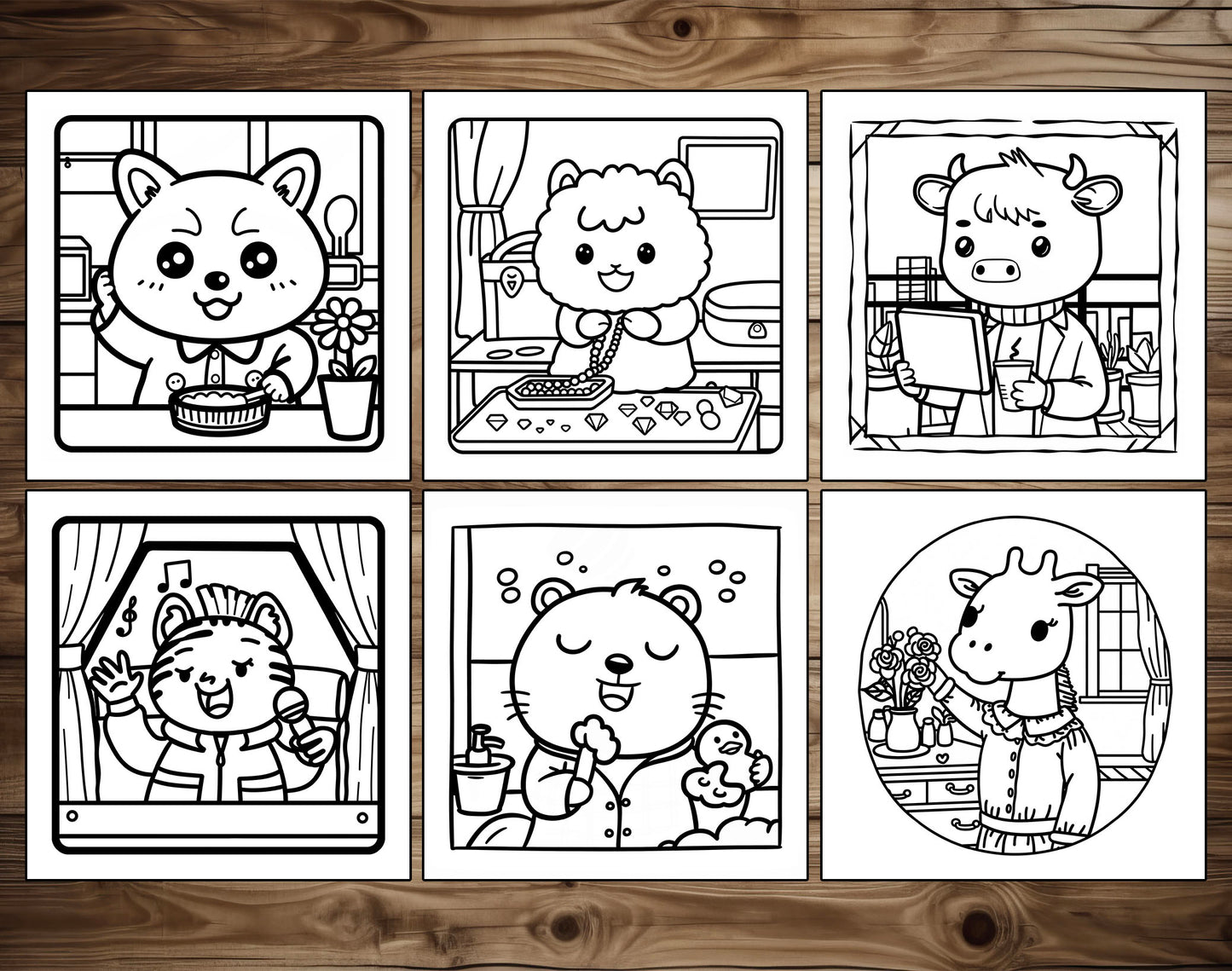 50 Portrait Moments Bold and Easy Coloring Pages - PDF Download – preview 8