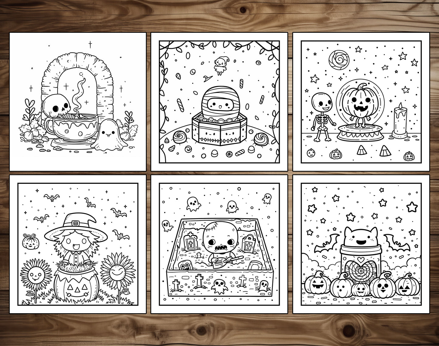 60 Sweet Spooky Halloween Coloring Pages - Instant Download - Printable PDF – preview 2