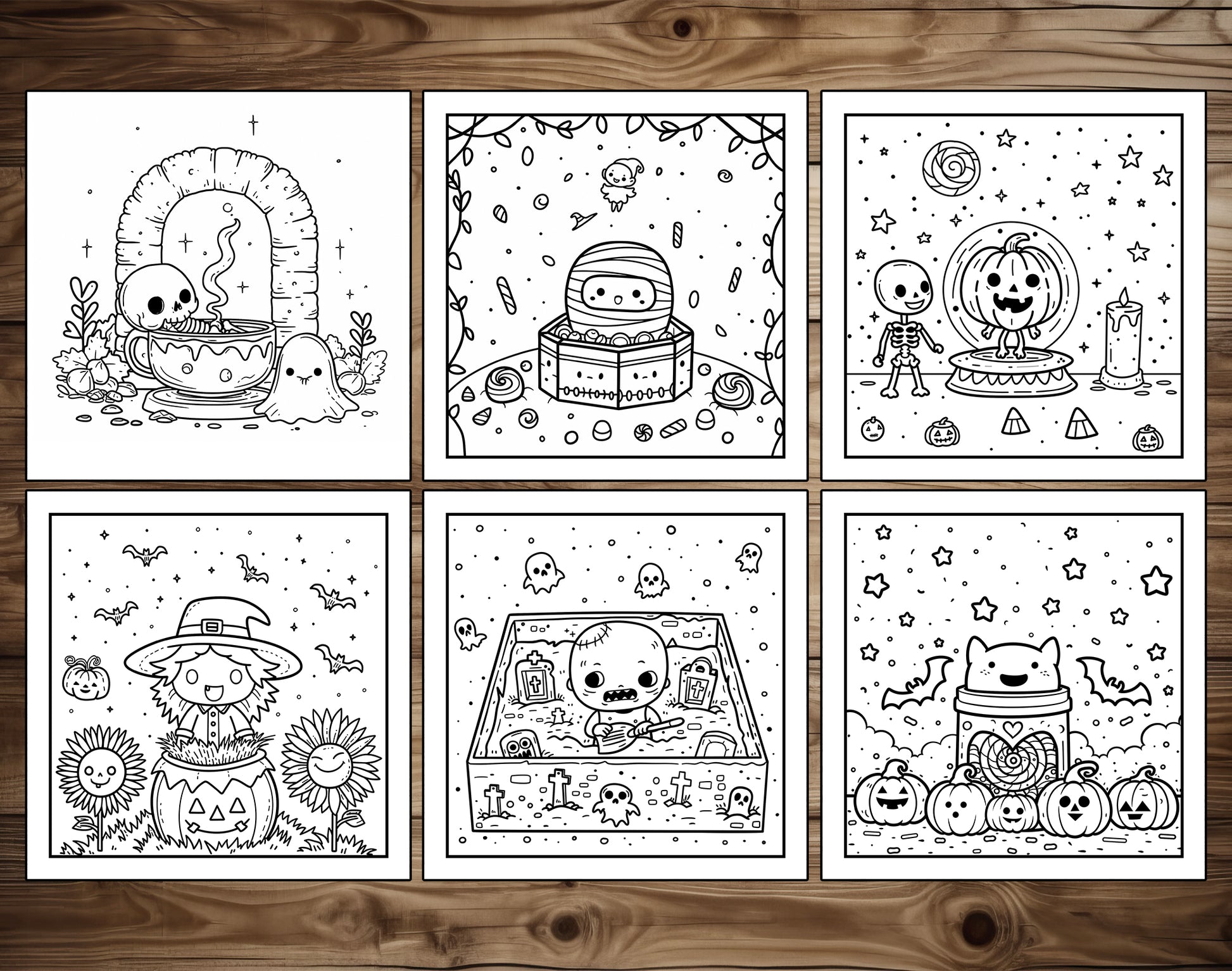 60 Sweet Spooky Halloween Coloring Pages - Instant Download - Printable PDF – preview 2