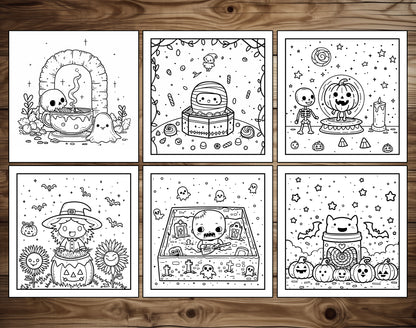 60 Sweet Spooky Halloween Coloring Pages - Instant Download - Printable PDF – preview 2