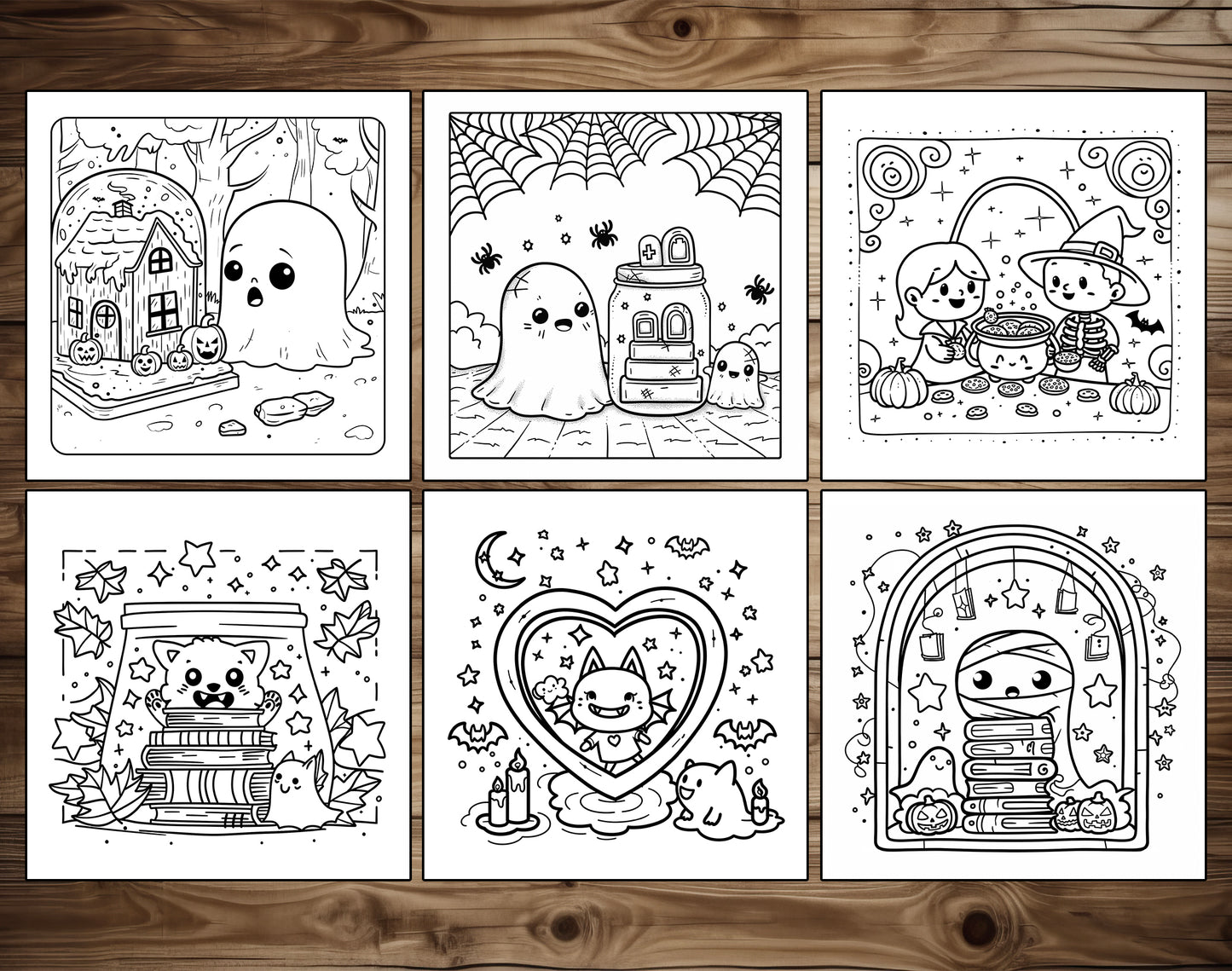 60 Sweet Spooky Halloween Coloring Pages - Instant Download - Printable PDF – preview 3