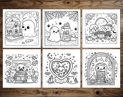 60 Sweet Spooky Halloween Coloring Pages - Instant Download - Printable PDF – preview 3