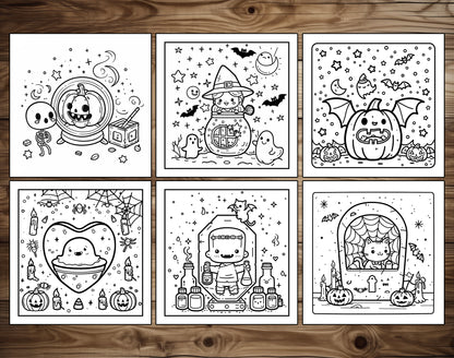 60 Sweet Spooky Halloween Coloring Pages - Instant Download - Printable PDF – preview 4