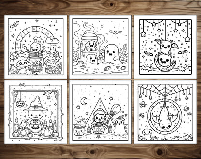 60 Sweet Spooky Halloween Coloring Pages - Instant Download - Printable PDF – preview 5