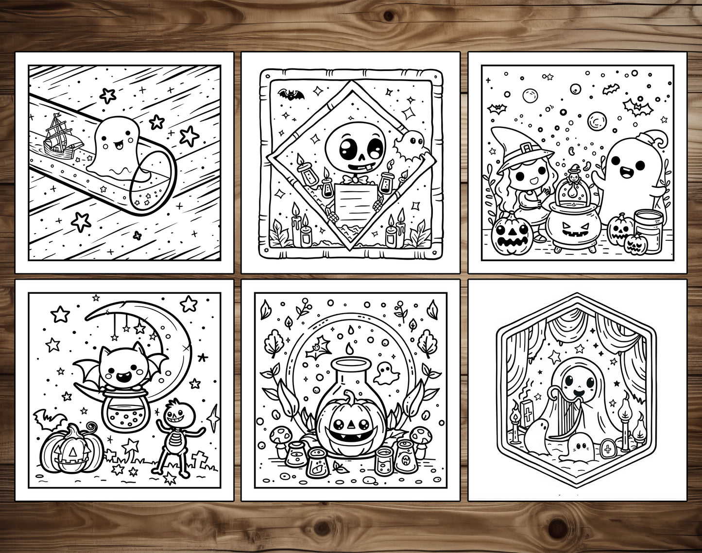 60 Sweet Spooky Halloween Coloring Pages - Instant Download - Printable PDF – preview 6
