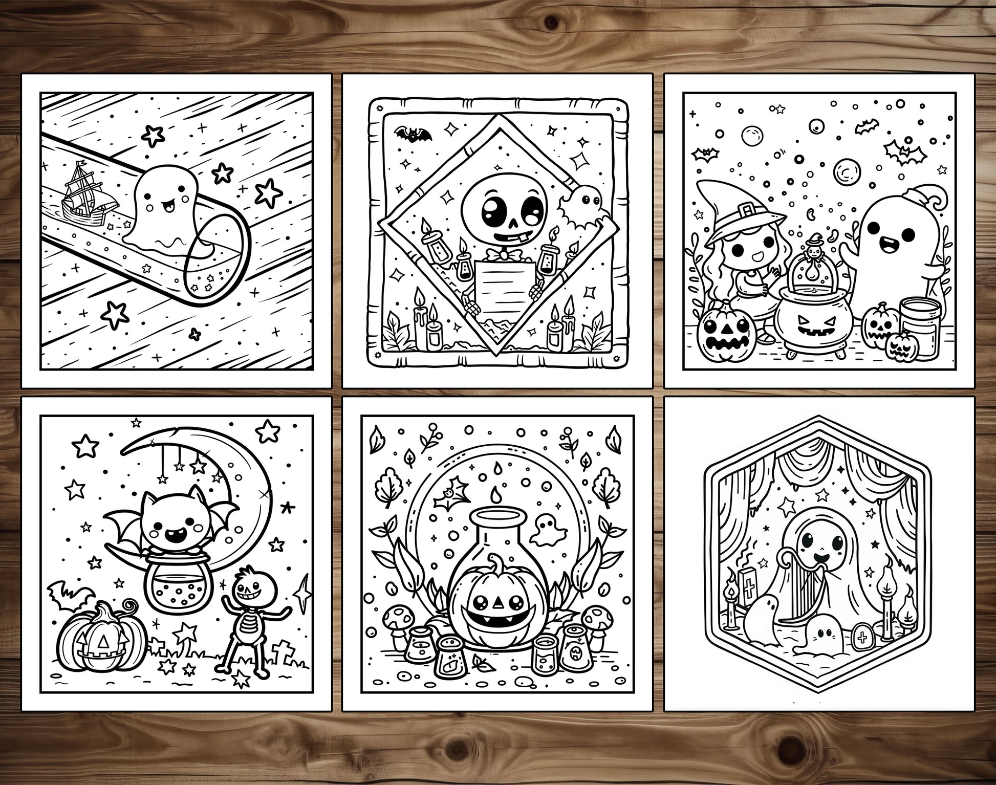 60 Sweet Spooky Halloween Coloring Pages - Instant Download - Printable PDF – preview 6
