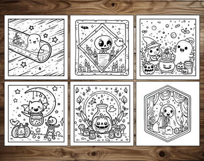 60 Sweet Spooky Halloween Coloring Pages - Instant Download - Printable PDF – preview 6