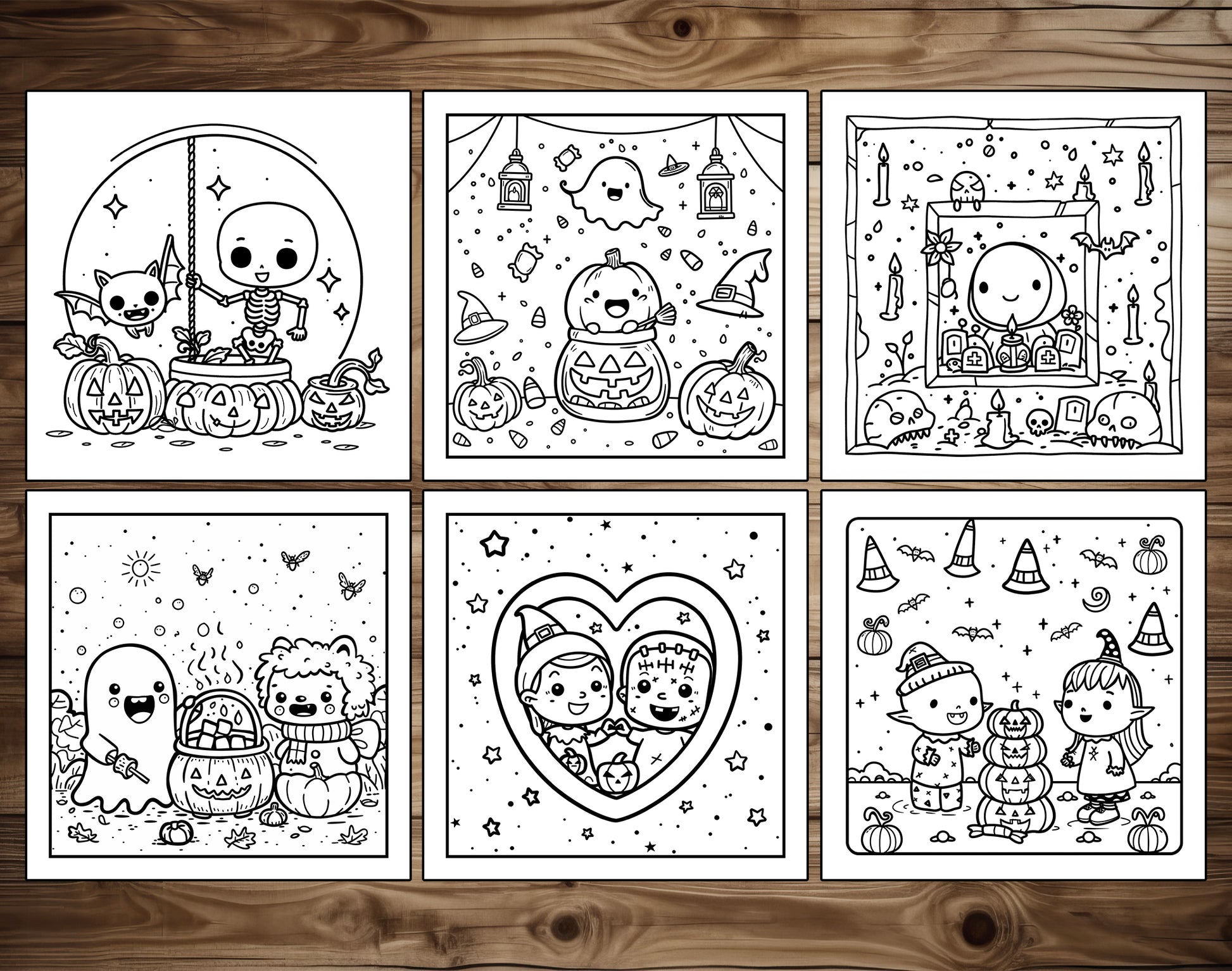 60 Sweet Spooky Halloween Coloring Pages - Instant Download - Printable PDF – preview 7