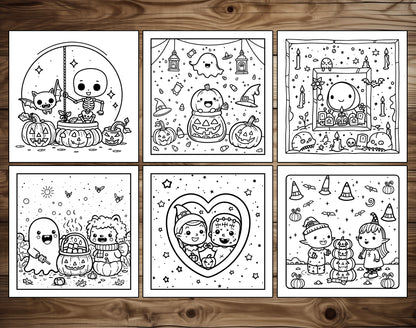60 Sweet Spooky Halloween Coloring Pages - Instant Download - Printable PDF – preview 7
