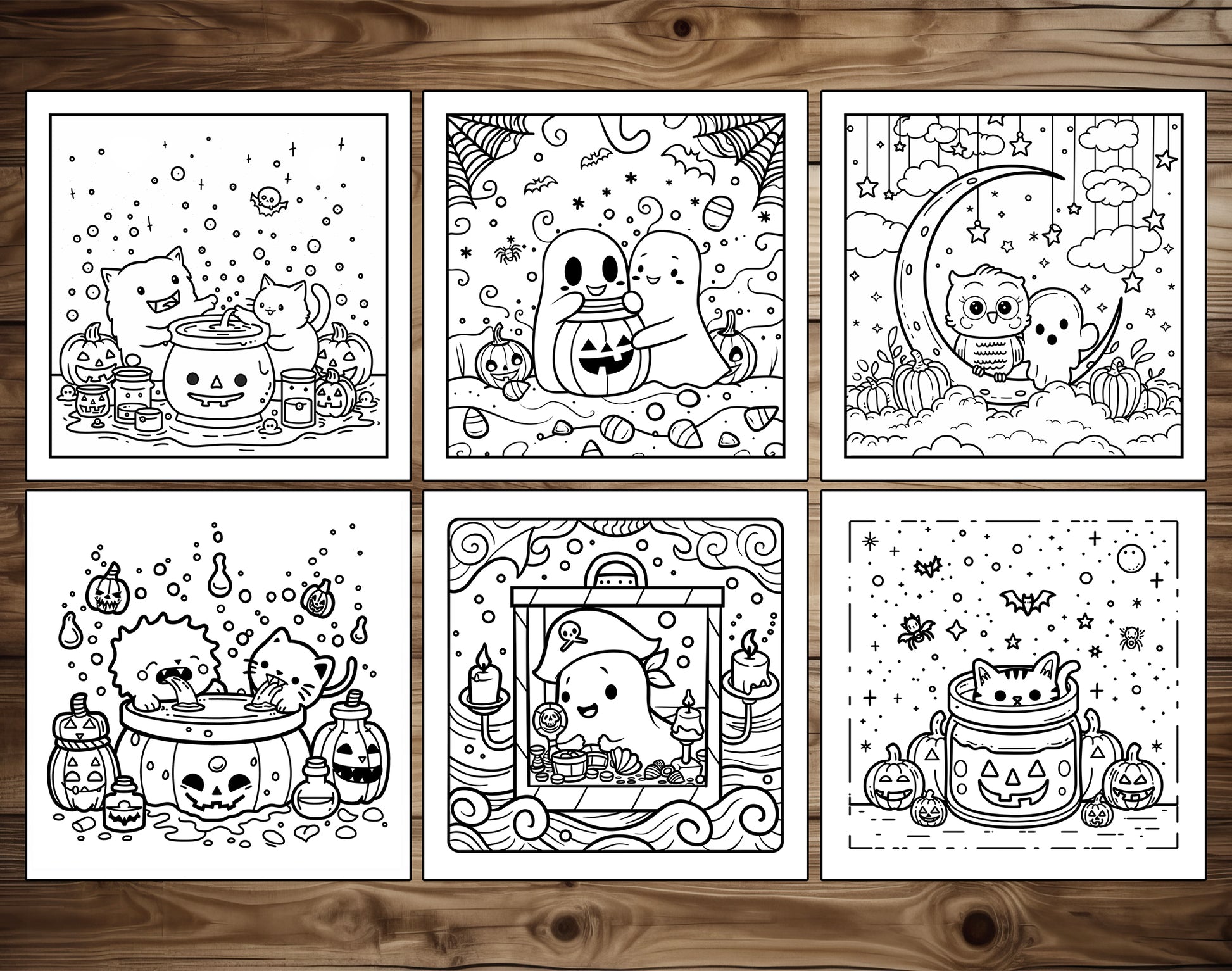60 Sweet Spooky Halloween Coloring Pages - Instant Download - Printable PDF – preview 8