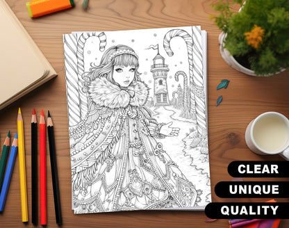 60 Whispers of Winter – Little Gothic Princess Coloring Pages | Printable PDF, Dark Fantasy &amp; Victorian Aesthetic, Instant Download – preview 2