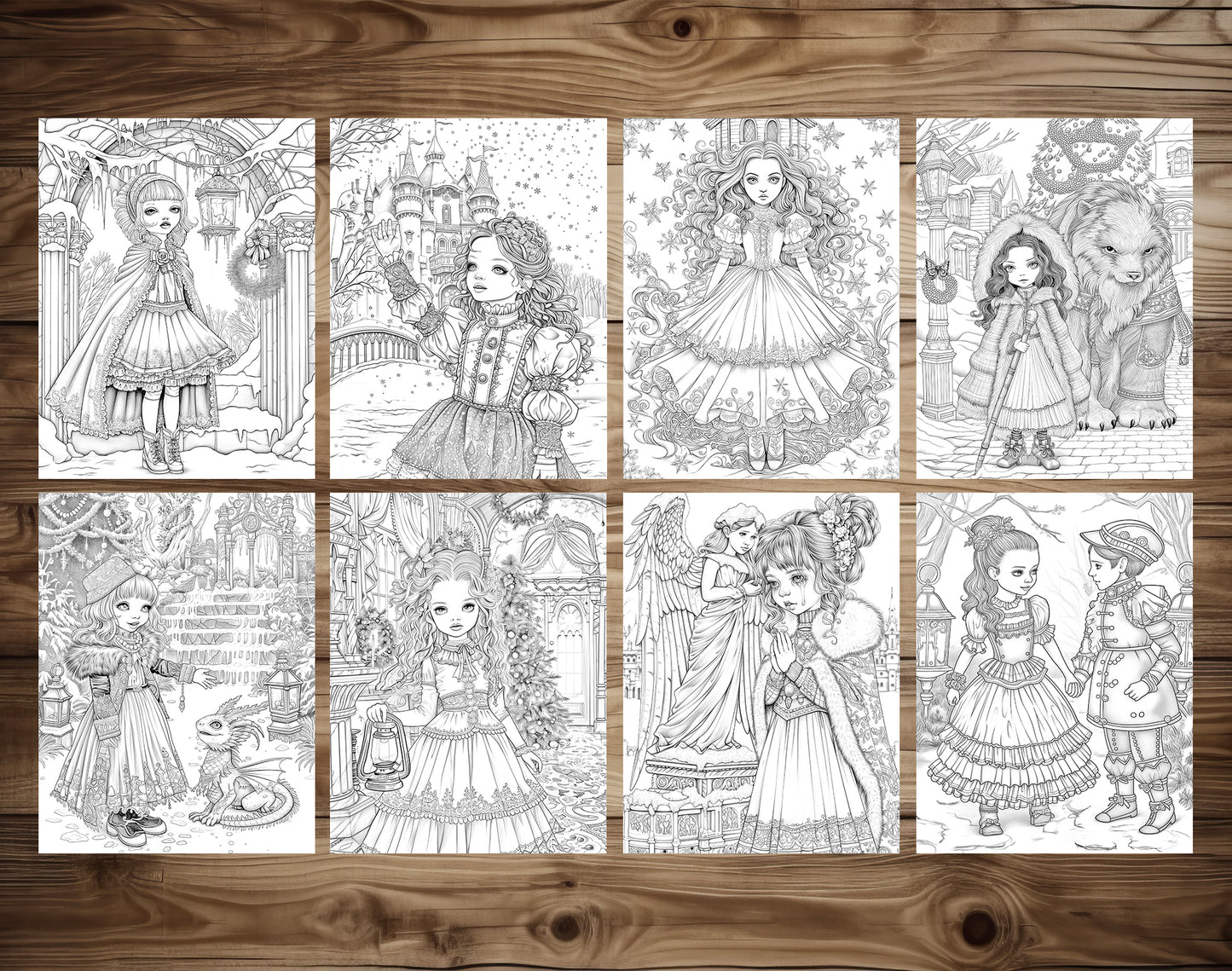 60 Whispers of Winter – Little Gothic Princess Coloring Pages | Printable PDF, Dark Fantasy &amp; Victorian Aesthetic, Instant Download – preview 5