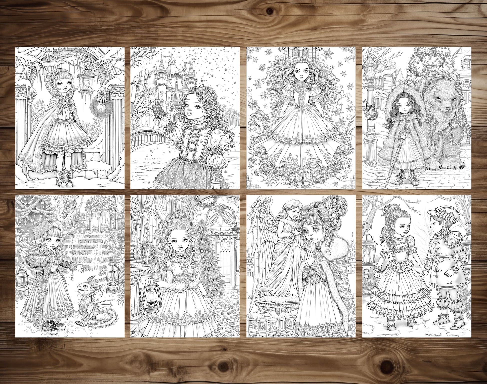 60 Whispers of Winter – Little Gothic Princess Coloring Pages | Printable PDF, Dark Fantasy &amp; Victorian Aesthetic, Instant Download – preview 5