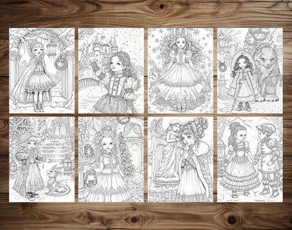 60 Whispers of Winter – Little Gothic Princess Coloring Pages | Printable PDF, Dark Fantasy &amp; Victorian Aesthetic, Instant Download – preview 5
