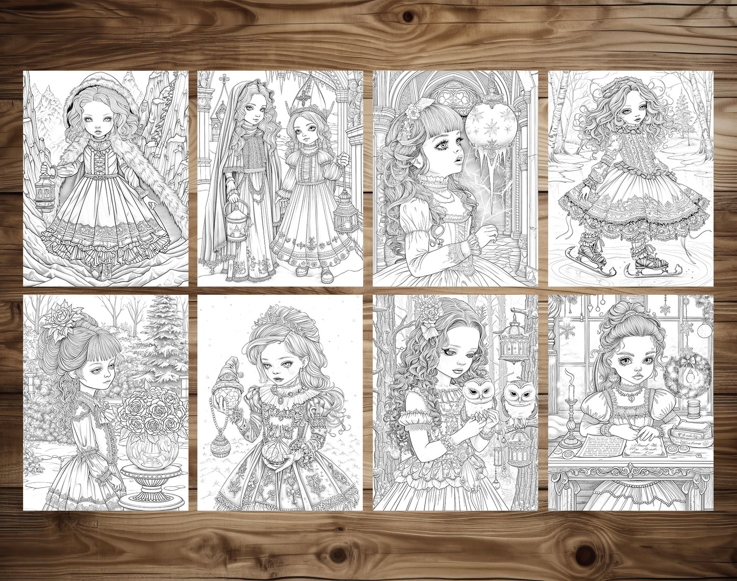 60 Whispers of Winter – Little Gothic Princess Coloring Pages | Printable PDF, Dark Fantasy &amp; Victorian Aesthetic, Instant Download – preview 6