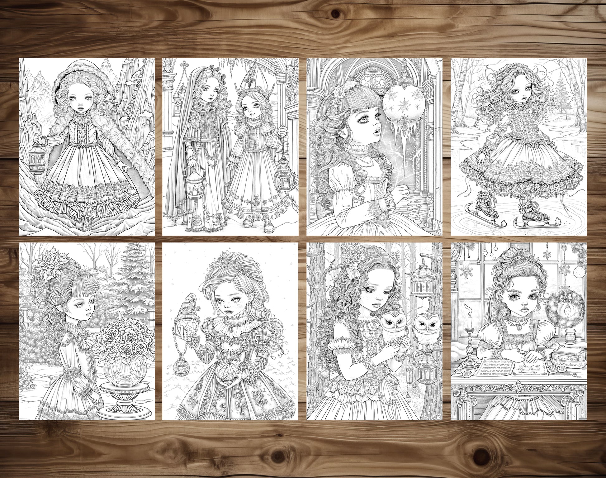 60 Whispers of Winter – Little Gothic Princess Coloring Pages | Printable PDF, Dark Fantasy &amp; Victorian Aesthetic, Instant Download – preview 6