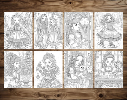 60 Whispers of Winter – Little Gothic Princess Coloring Pages | Printable PDF, Dark Fantasy &amp; Victorian Aesthetic, Instant Download – preview 6
