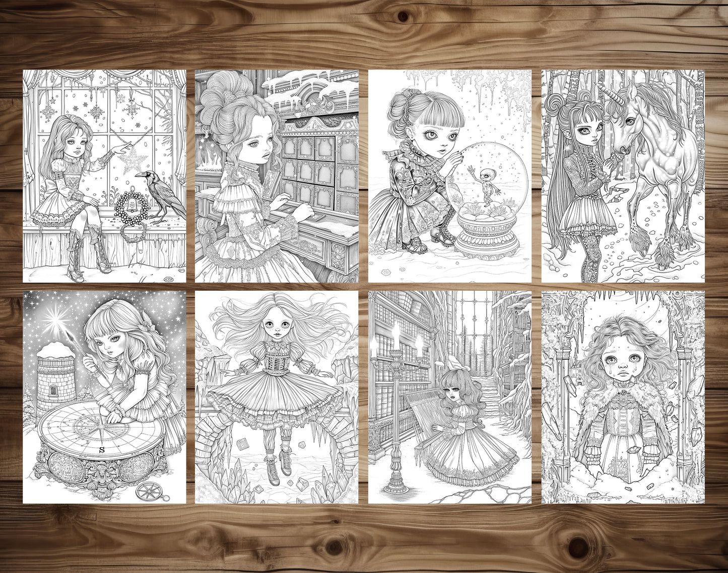 60 Whispers of Winter – Little Gothic Princess Coloring Pages | Printable PDF, Dark Fantasy &amp; Victorian Aesthetic, Instant Download – preview 7