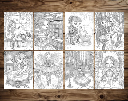 60 Whispers of Winter – Little Gothic Princess Coloring Pages | Printable PDF, Dark Fantasy &amp; Victorian Aesthetic, Instant Download – preview 7