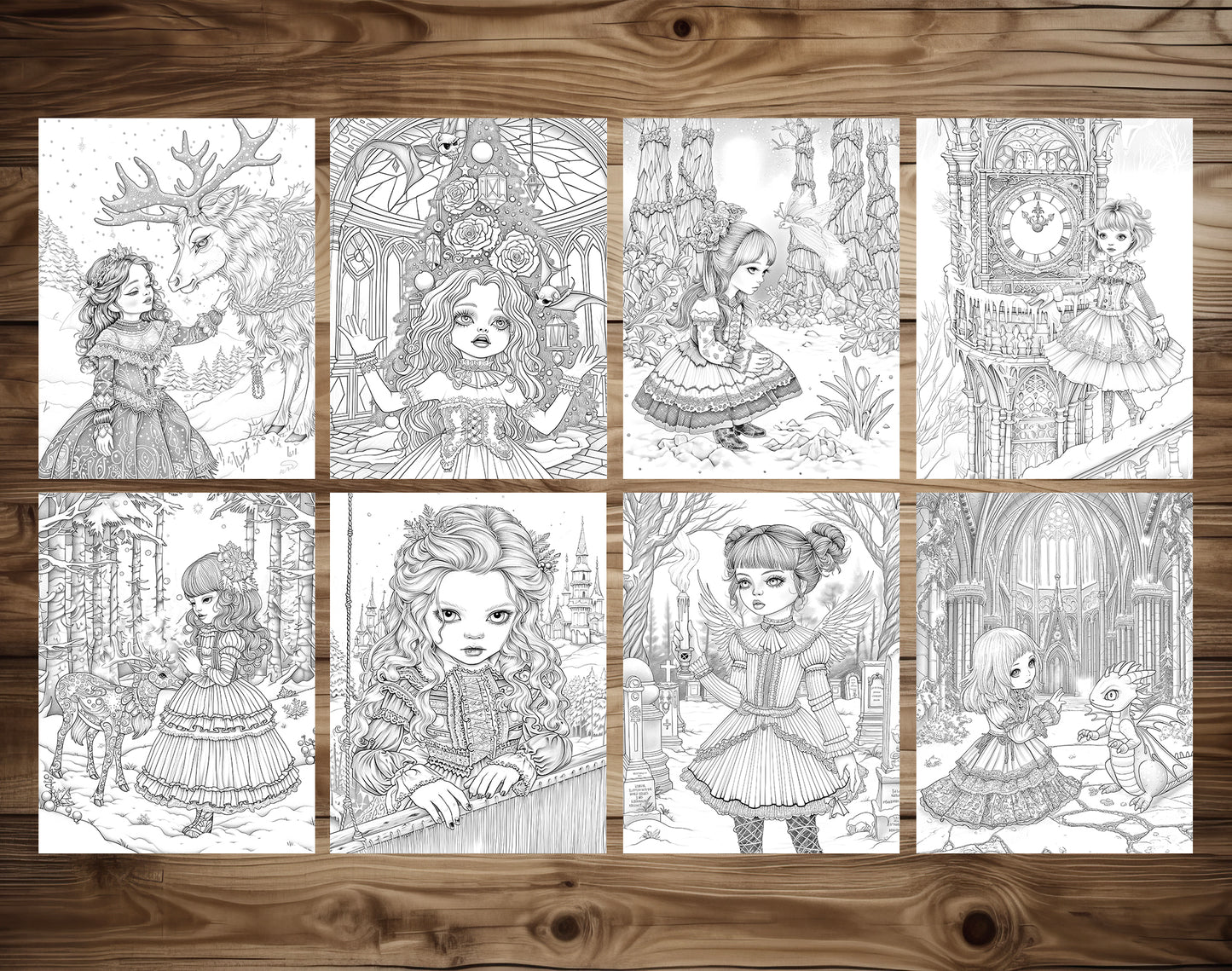 60 Whispers of Winter – Little Gothic Princess Coloring Pages | Printable PDF, Dark Fantasy &amp; Victorian Aesthetic, Instant Download – preview 8