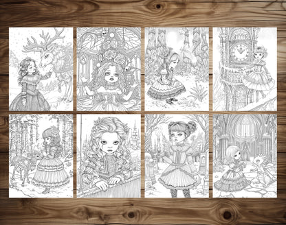 60 Whispers of Winter – Little Gothic Princess Coloring Pages | Printable PDF, Dark Fantasy &amp; Victorian Aesthetic, Instant Download – preview 8