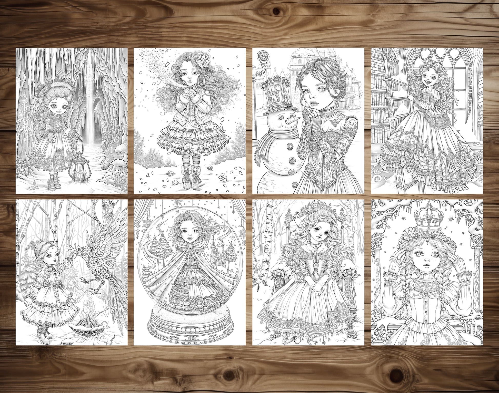 60 Whispers of Winter – Little Gothic Princess Coloring Pages | Printable PDF, Dark Fantasy &amp; Victorian Aesthetic, Instant Download – preview 9