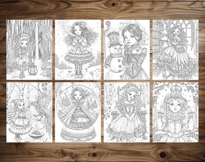60 Whispers of Winter – Little Gothic Princess Coloring Pages | Printable PDF, Dark Fantasy &amp; Victorian Aesthetic, Instant Download – preview 9