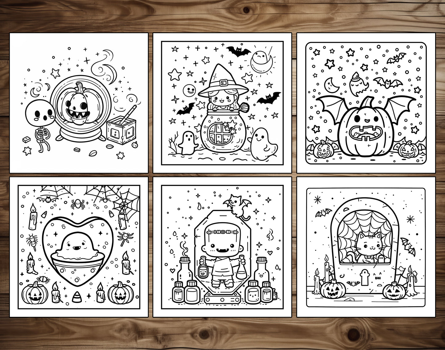 60 Sweet Spooky Halloween Coloring Pages - Instant Download - Printable PDF