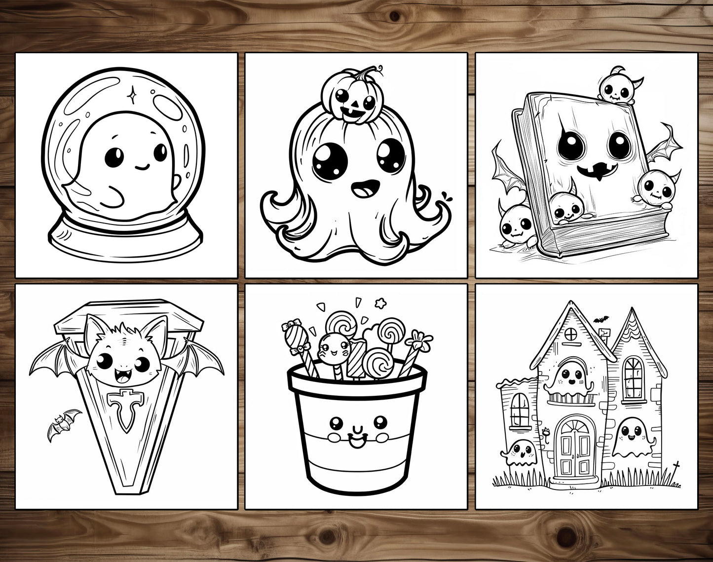 65 Cozy Halloween Simple Coloring Pages - Instant Download - Printable PDF – preview 3