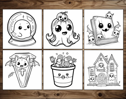 65 Cozy Halloween Simple Coloring Pages - Instant Download - Printable PDF – preview 3
