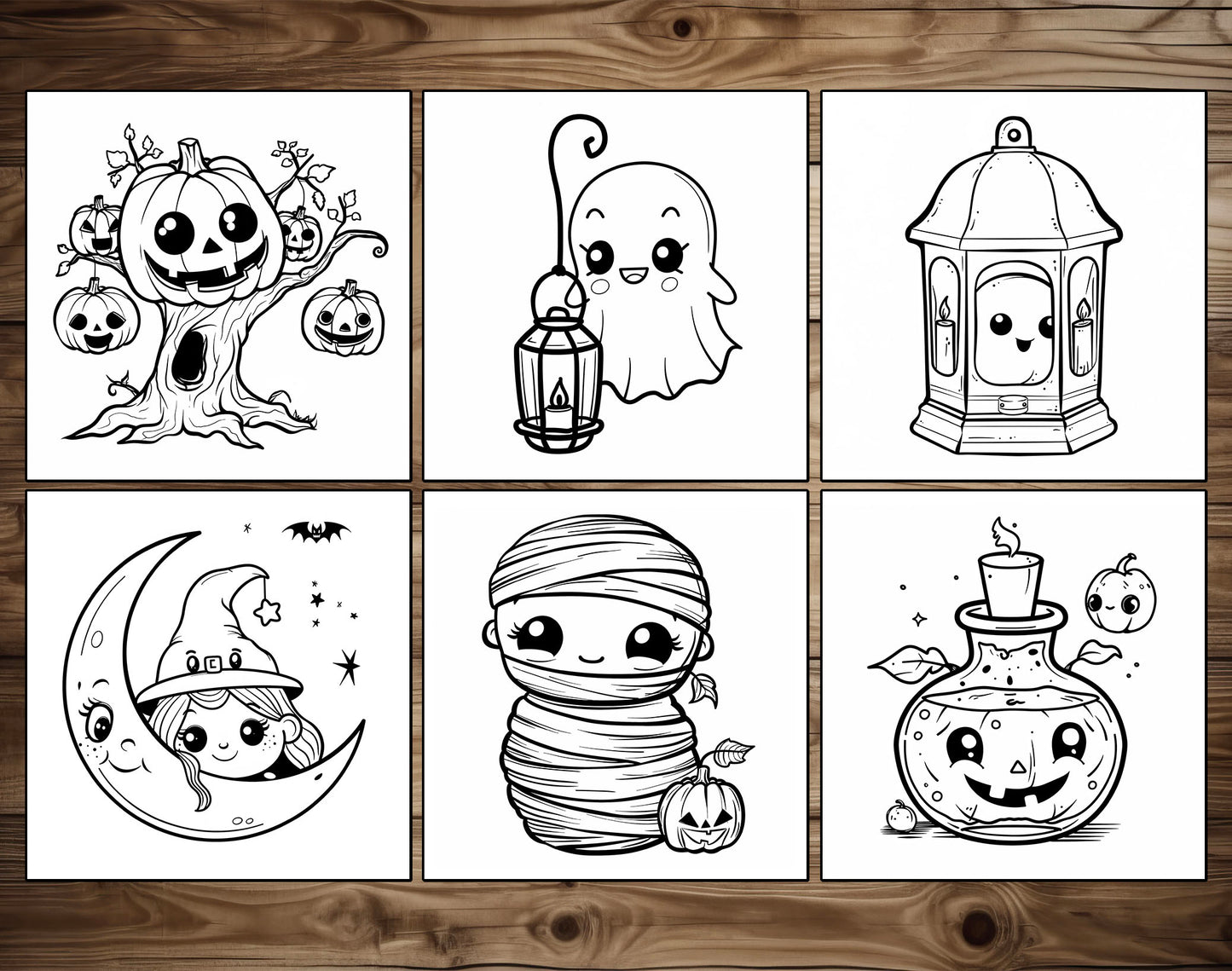 65 Cozy Halloween Simple Coloring Pages - Instant Download - Printable PDF – preview 4