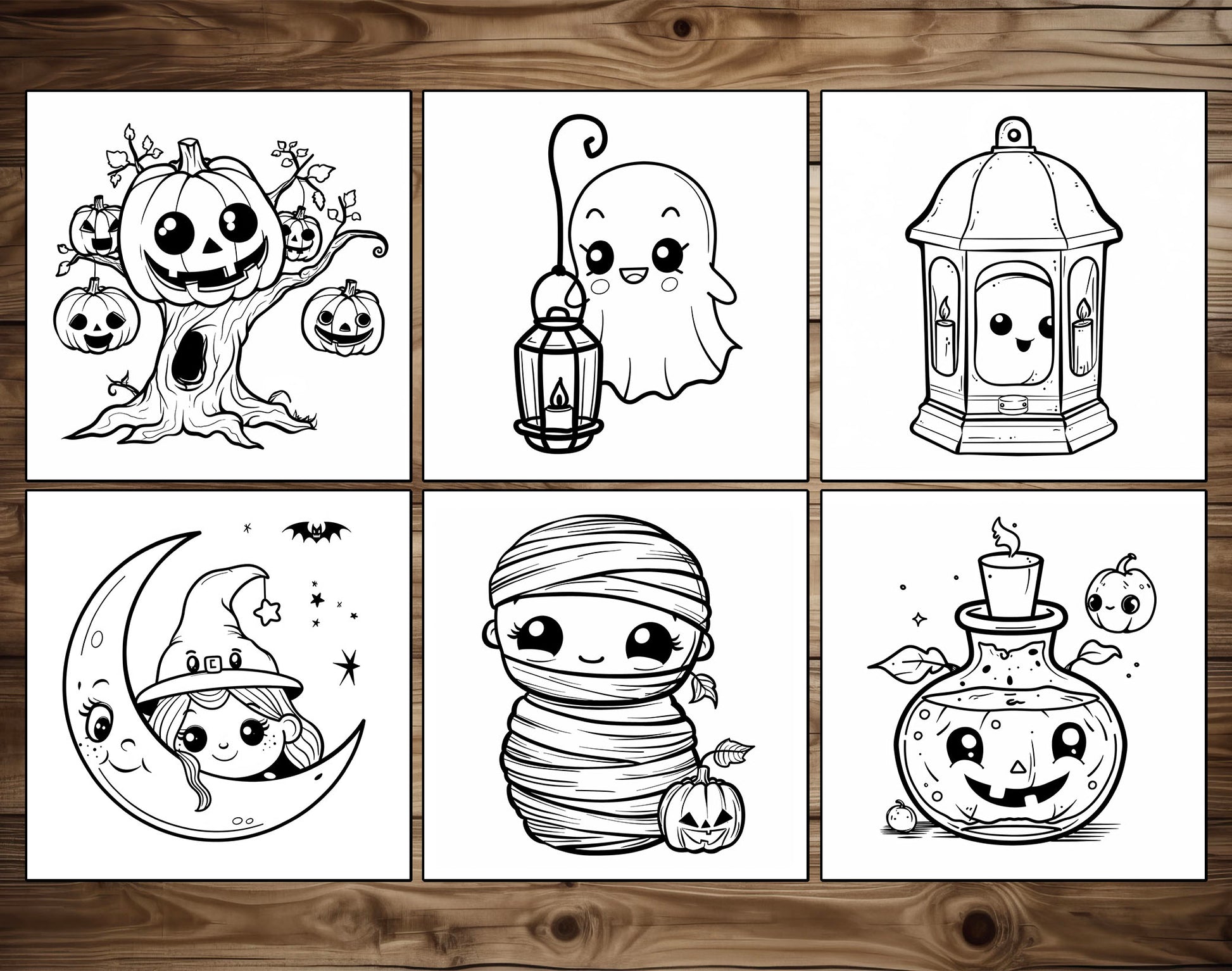 65 Cozy Halloween Simple Coloring Pages - Instant Download - Printable PDF – preview 4